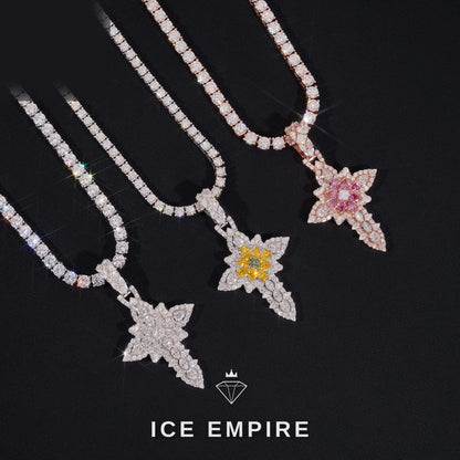 Iced Out Cross Gold Plated Moissanite Pendant