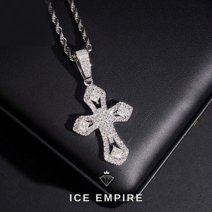 Iced Out Cross Rose Gold Plated Moissanite Pendant