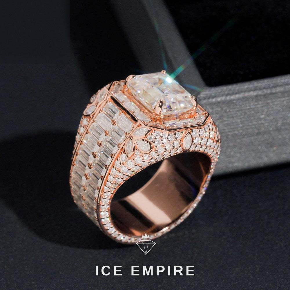 Iced Out Rose Gold Plated Moissanite Ring