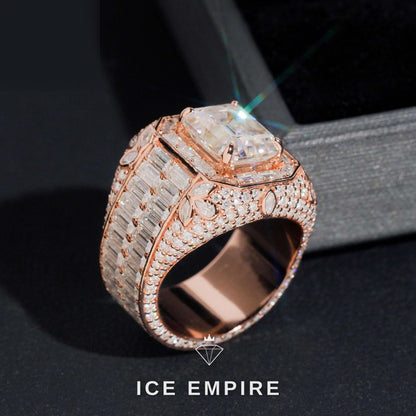 Iced Out Rose Gold Plated Moissanite Ring