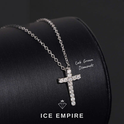 Iced Out Cross 925 Silver Lab Grown Diamond Pendant