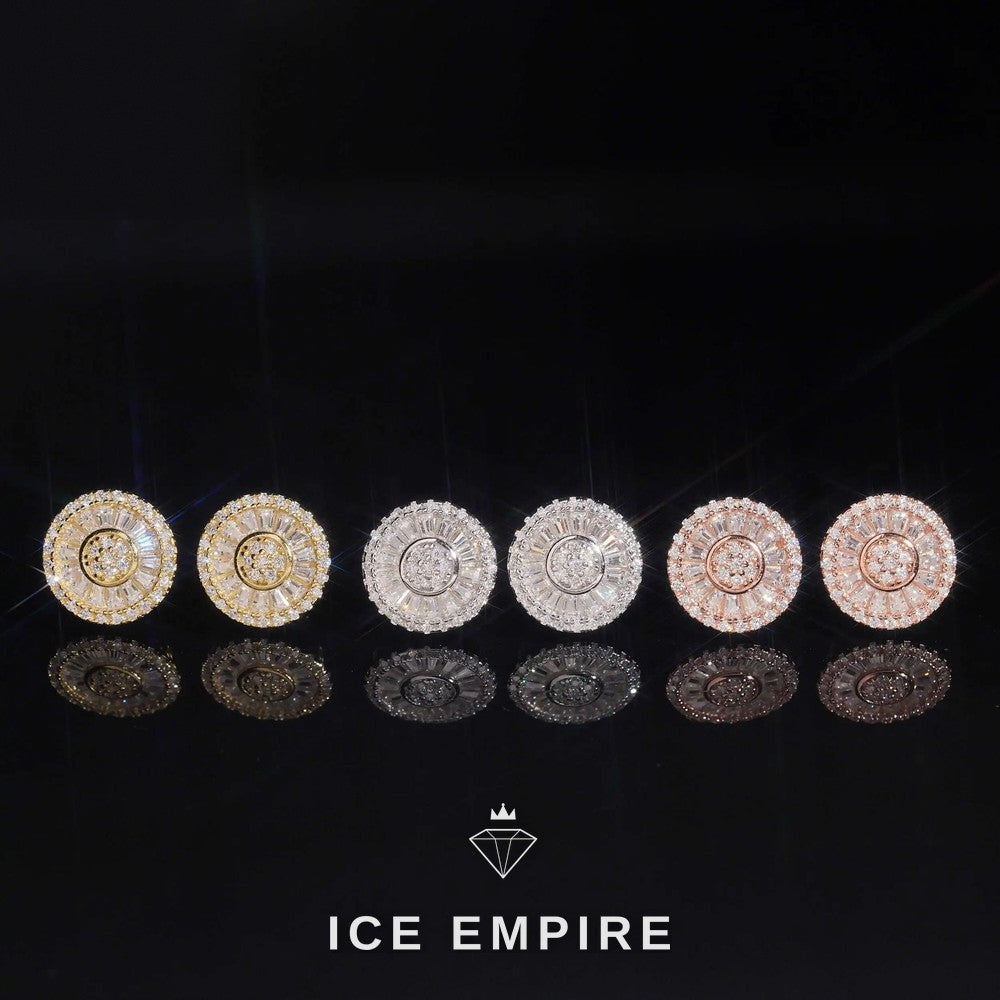 Iced Out Baguette Gold Plated Moissanite Stud Earrings