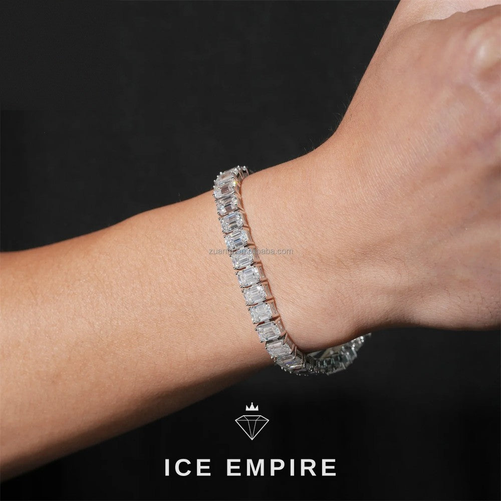 Iced Out Cluster 925 Silver Moissanite Tennis Chain