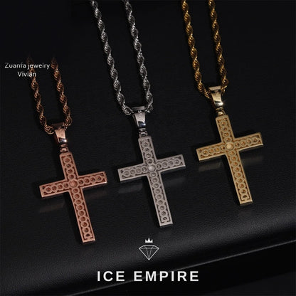 Iced Out Cross 925 Silver Moissanite Pendant
