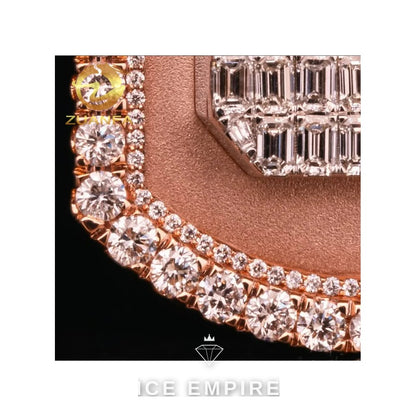 Iced Out Baguette Rose Gold Plated Pendant