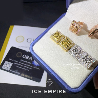 Iced Out 925 Silver Moissanite Earrings