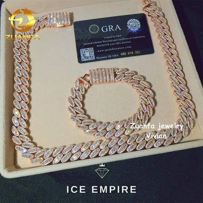 Iced Out Rose Gold Plated Moissanite Cuban Chain
