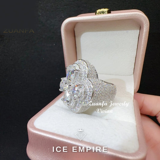 Iced Out 925 Silver Moissanite Ring