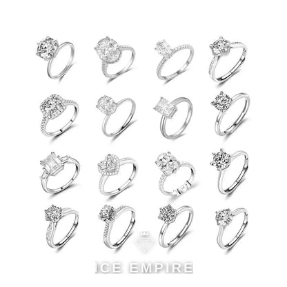 Iced Out 925 Silver Moissanite Engagement Ring