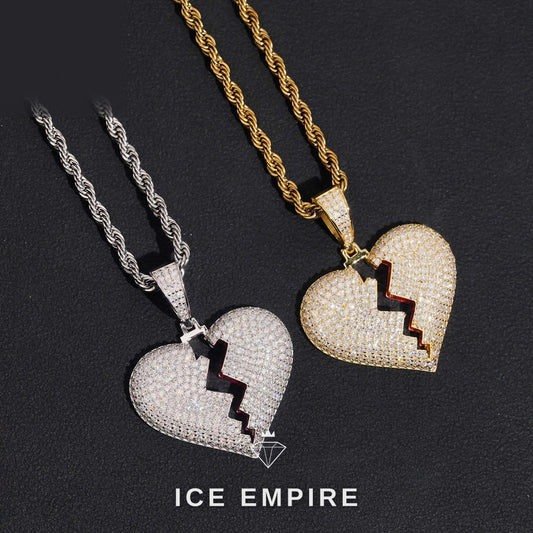Iced Out Heart Rose Gold Plated Moissanite Pendant