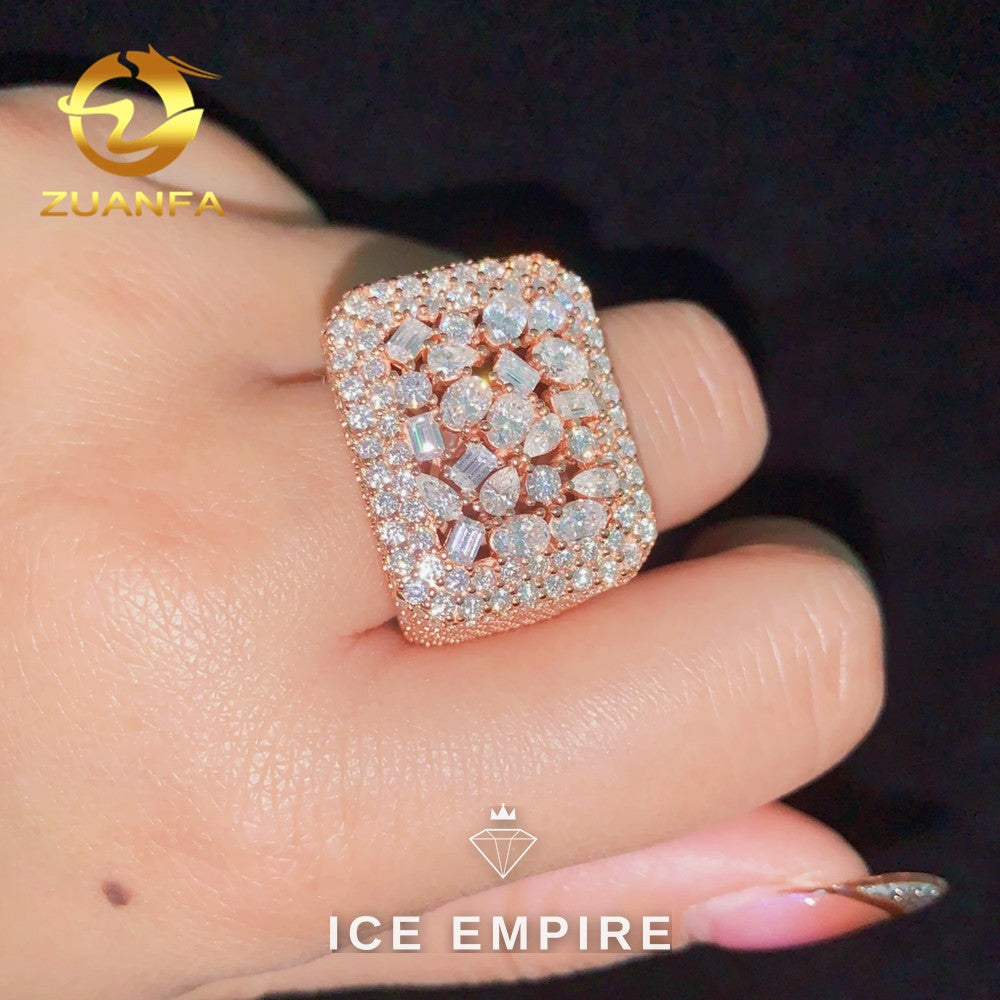 Iced Out Baguette 925 Silver Moissanite Ring