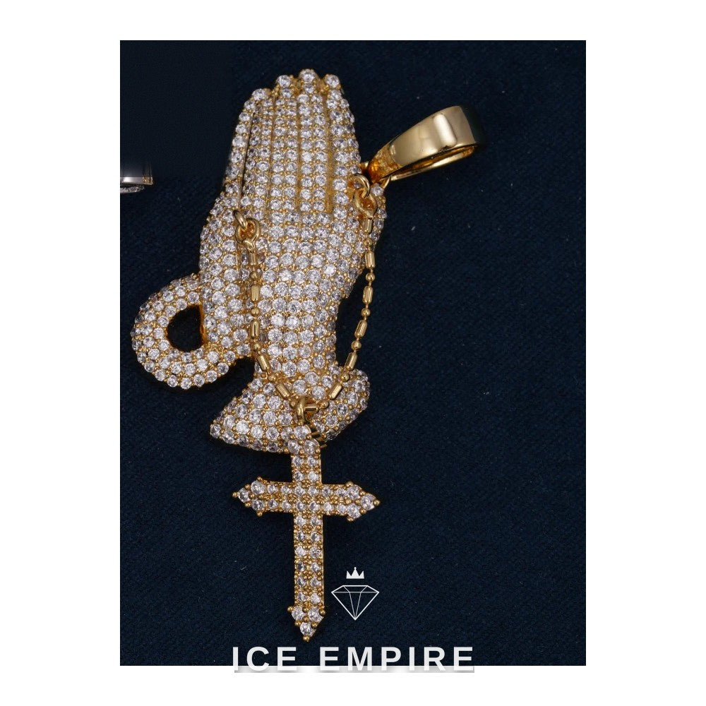 Iced Out Cross 925 Silver Pendant