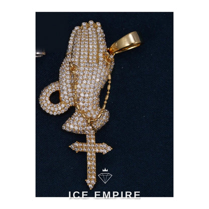 Iced Out Cross 925 Silver Pendant