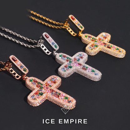 Iced Out Cross Rose Gold Plated Pendant