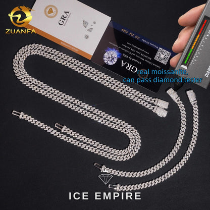 Iced Out 925 Silver Moissanite Cuban Chain