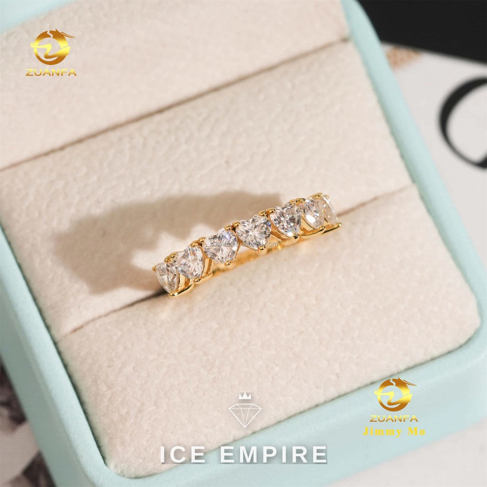 Iced Out Heart Gold Plated Moissanite Ring