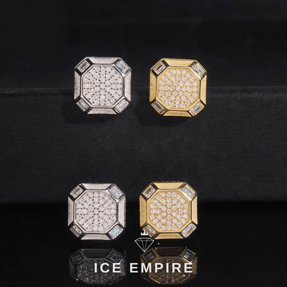 Iced Out 925 Silver Moissanite Stud Earrings