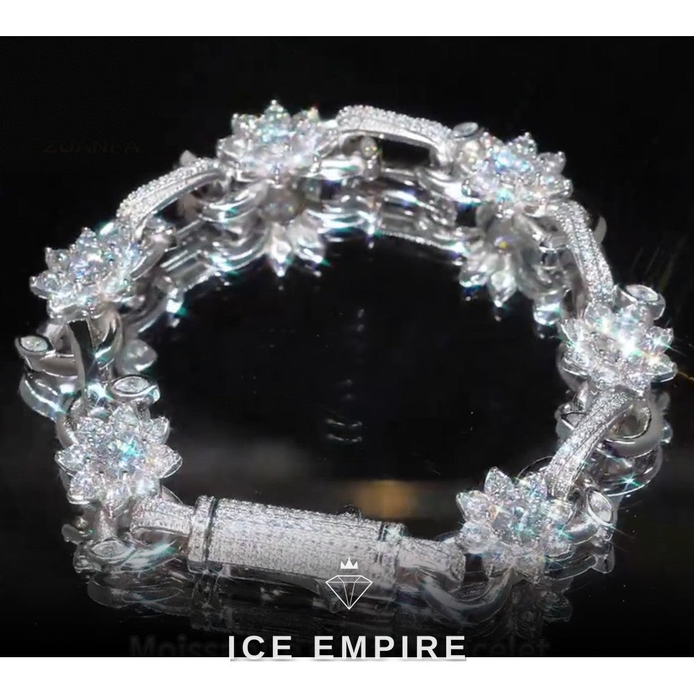 Iced Out Baguette Rose Gold Plated Moissanite Cuban Chain