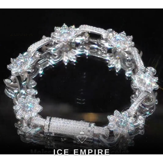Iced Out Baguette Rose Gold Plated Moissanite Cuban Chain