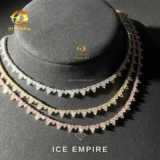 Iced Out Cluster Rose Gold Plated Moissanite Cuban Chain
