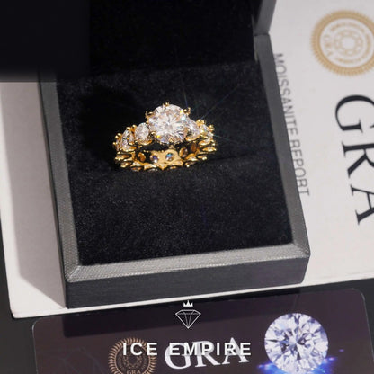 Iced Out Rose Gold Plated Moissanite Engagement Ring