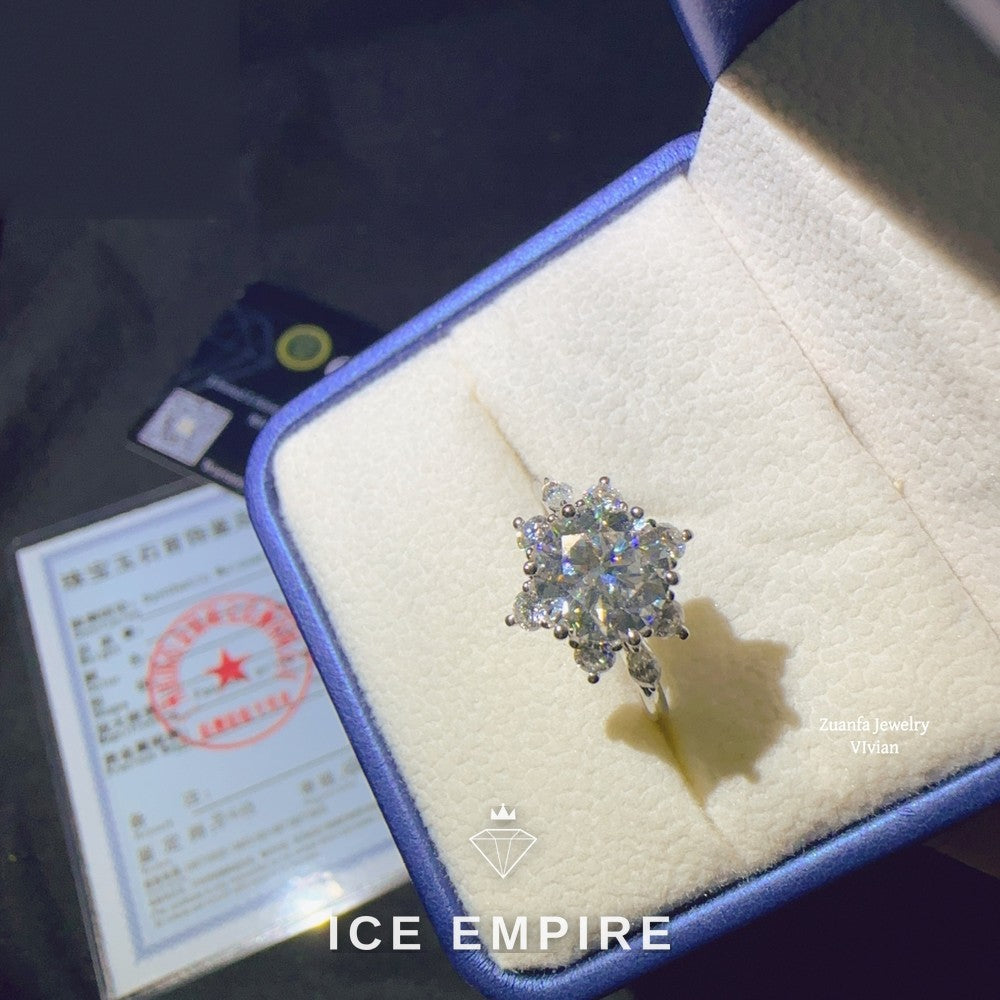Iced Out 18K Gold Moissanite Engagement Ring