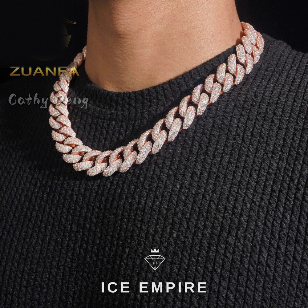 Iced Out Rose Gold Plated Moissanite Cuban Chain