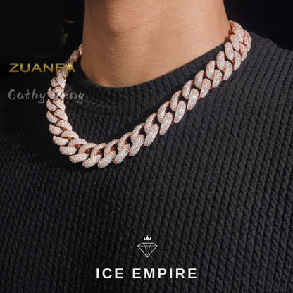 Iced Out Rose Gold Plated Moissanite Cuban Chain