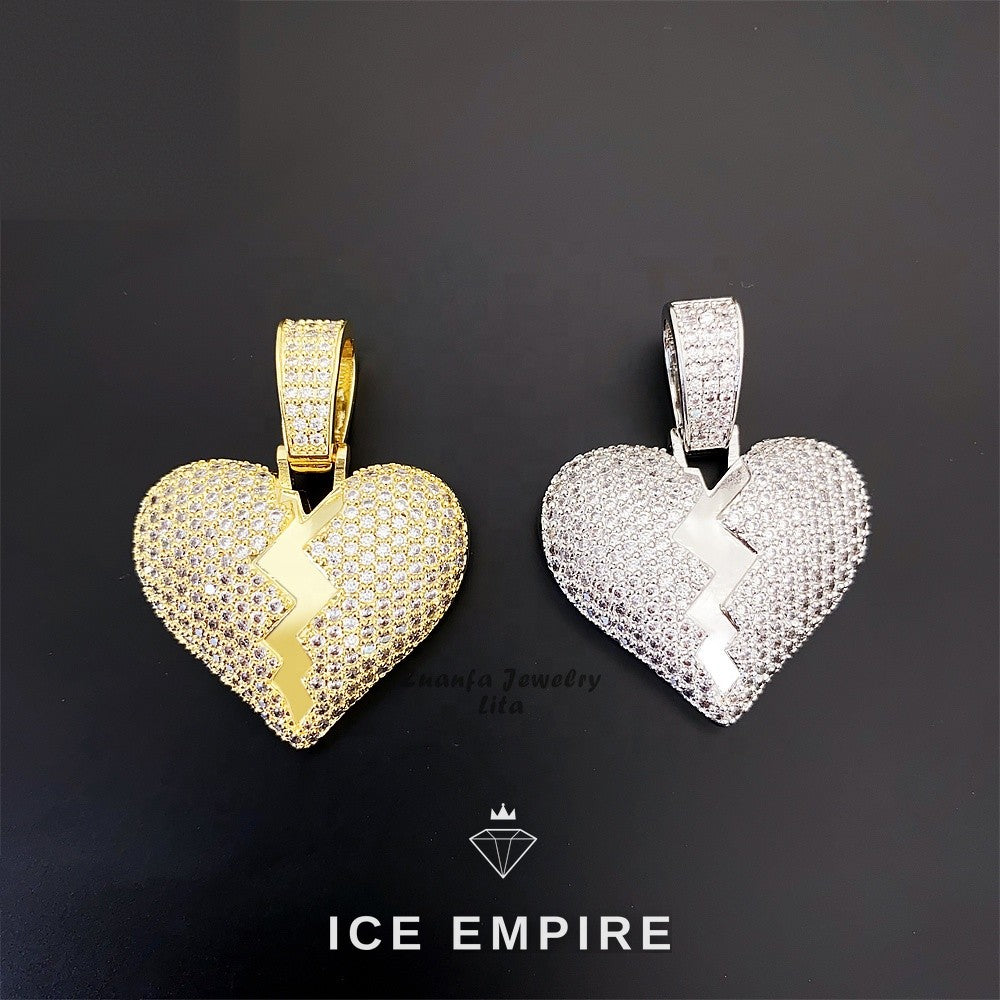 Iced Out Heart 925 Silver Moissanite Pendant
