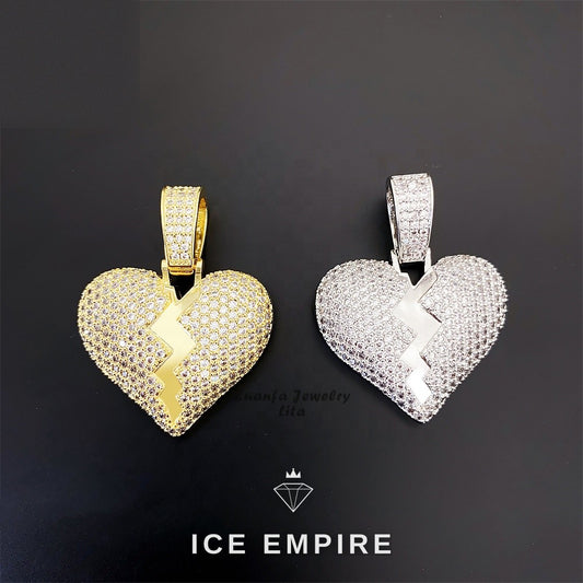 Iced Out Heart 925 Silver Moissanite Pendant