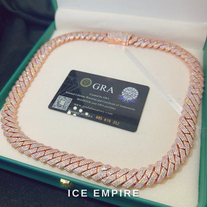Iced Out Rose Gold Plated Moissanite Cuban Chain