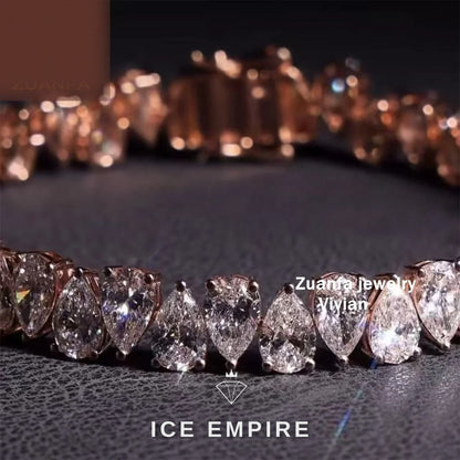 Iced Out Cross Rose Gold Plated Moissanite Cuban Chain