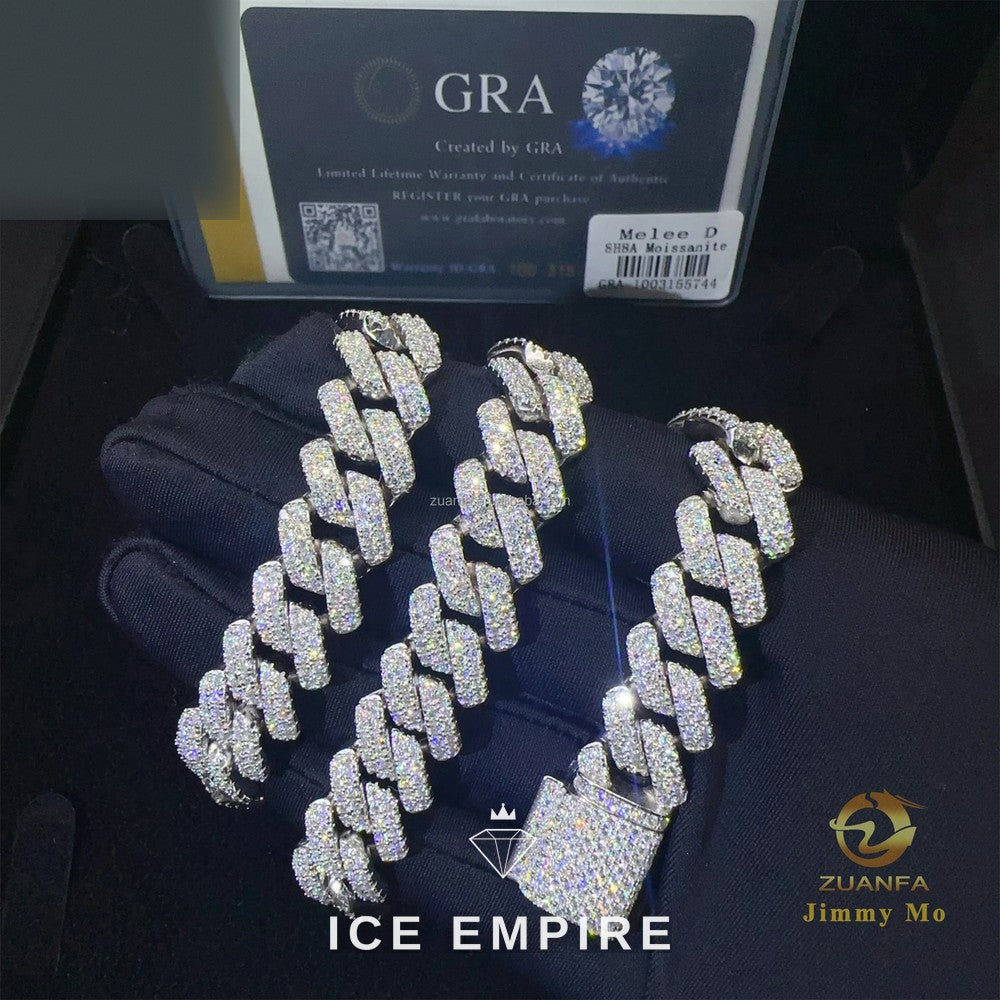 Iced Out 925 Silver Moissanite Cuban Chain