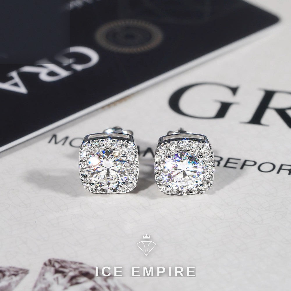 Iced Out 925 Silver Moissanite Earrings