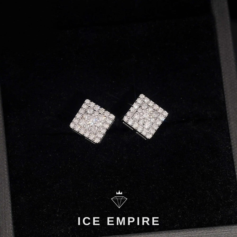 Iced Out 925 Silver Moissanite Stud Earrings