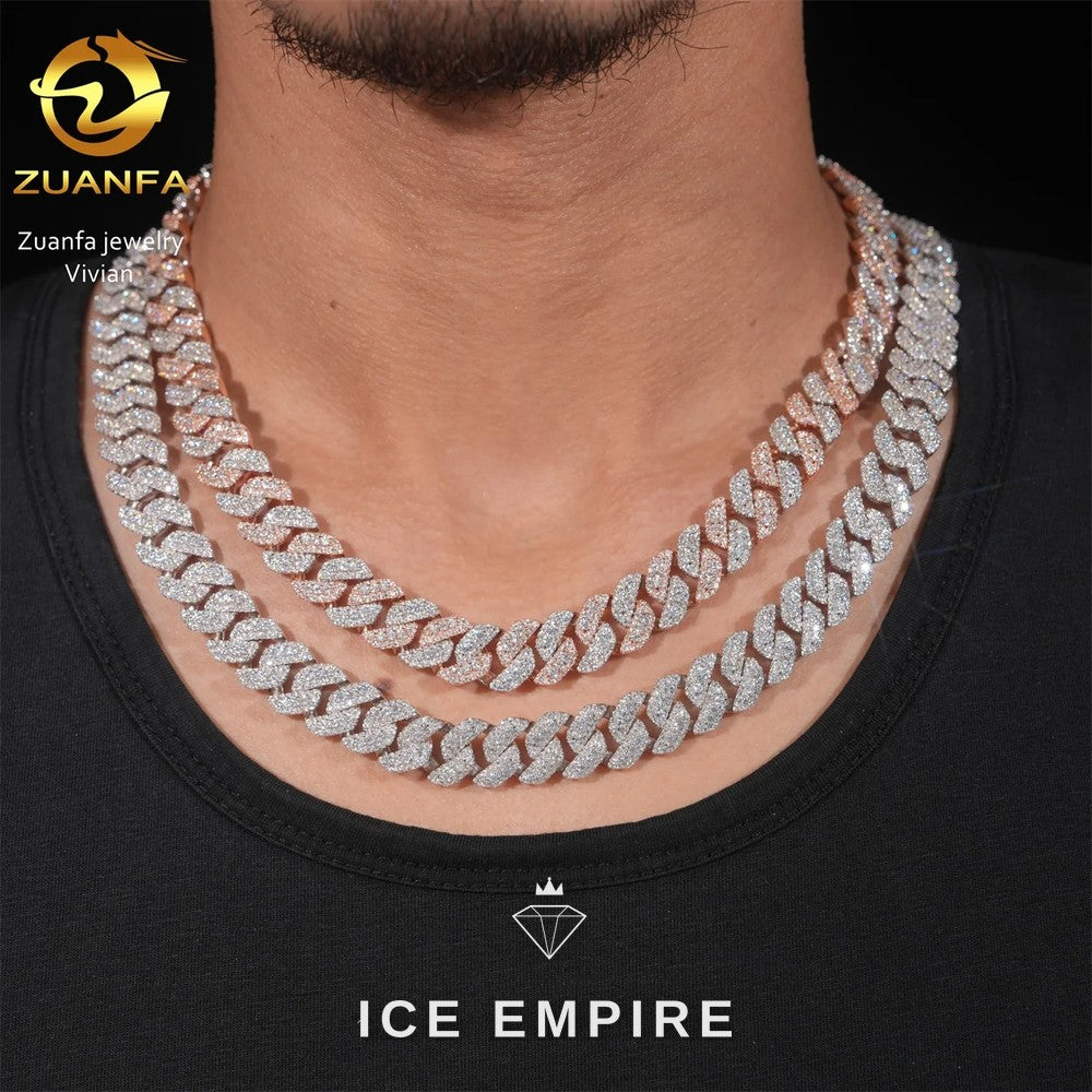 Iced Out Rose Gold Plated Moissanite Cuban Chain
