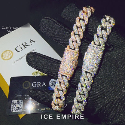 Iced Out Rose Gold Plated Moissanite Cuban Chain