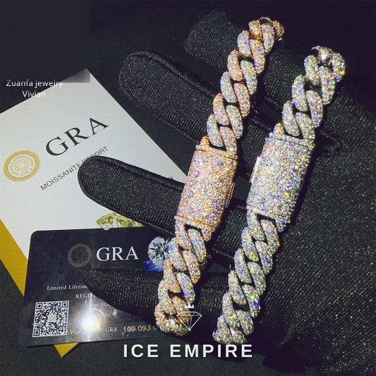 Iced Out Rose Gold Plated Moissanite Cuban Chain