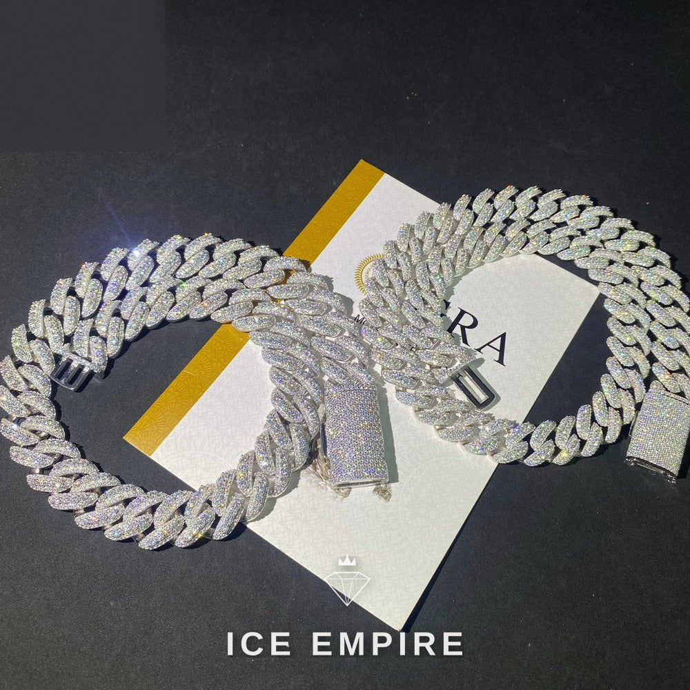 Iced Out Rose Gold Moissanite Cuban Chain