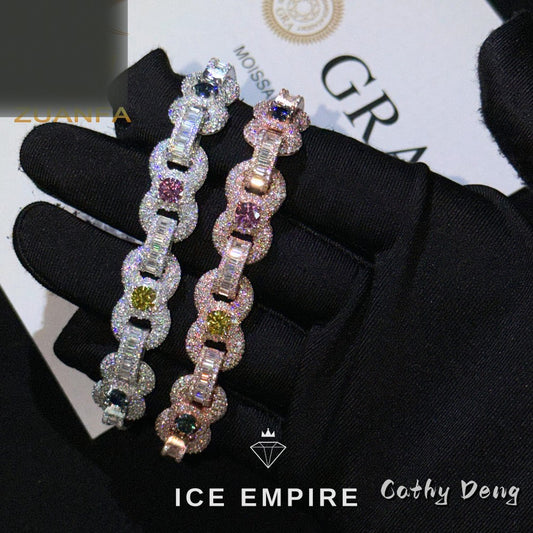 Iced Out 925 Silver Moissanite Cuban Chain
