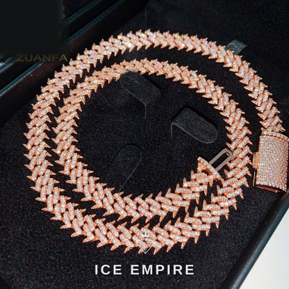 Iced Out Rose Gold Plated Moissanite Cuban Chain