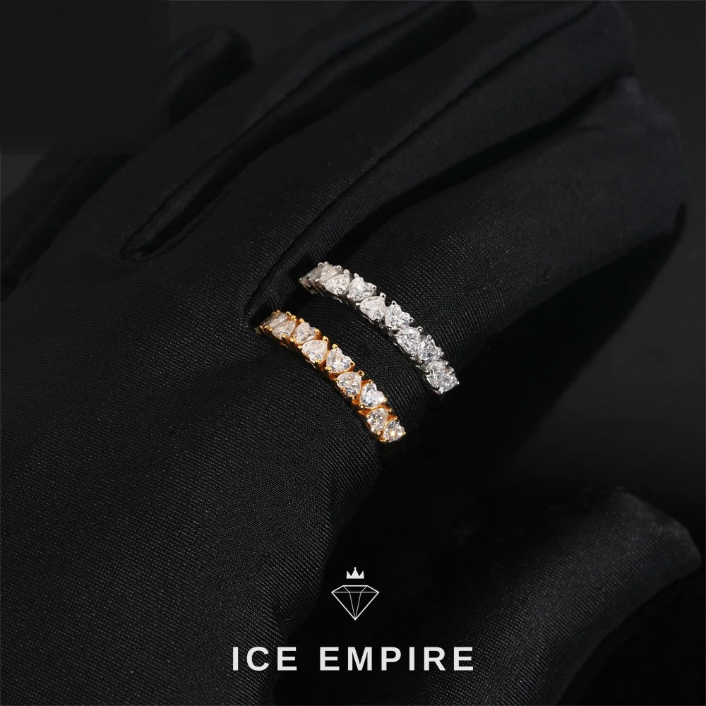Iced Out Heart 925 Silver Moissanite Engagement Ring