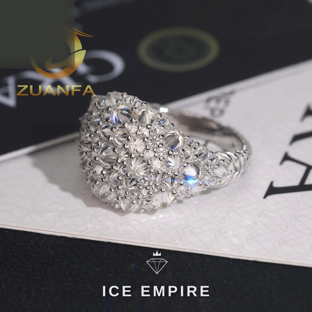 Iced Out 925 Silver Moissanite Ring