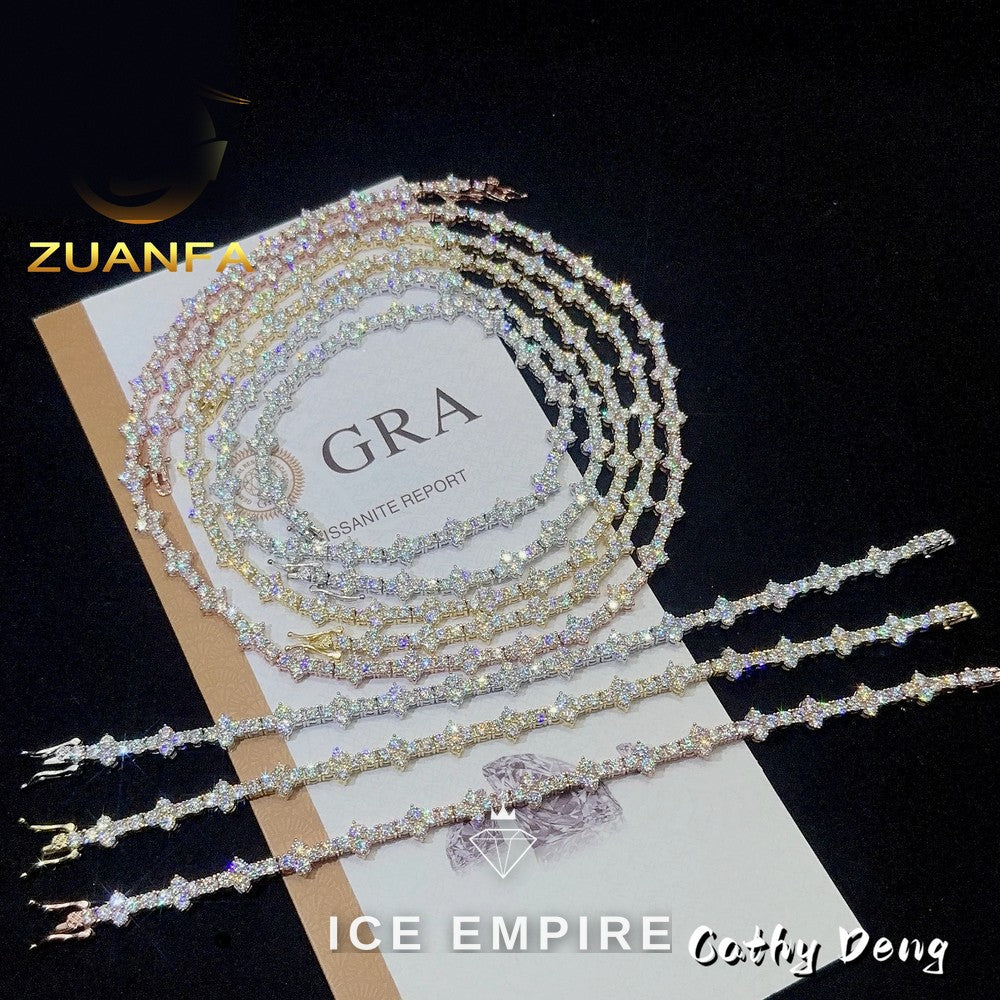 Iced Out Cross Rose Gold Plated Moissanite Cuban Chain