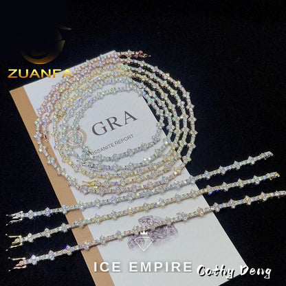 Iced Out Cross Rose Gold Plated Moissanite Cuban Chain