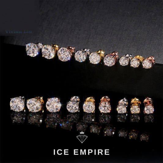 Iced Out 925 Silver Moissanite Stud Earrings