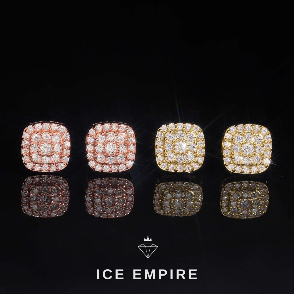Iced Out 925 Silver Moissanite Stud Earrings