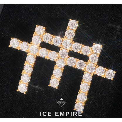 Iced Out Cross Rose Gold Plated Moissanite Pendant