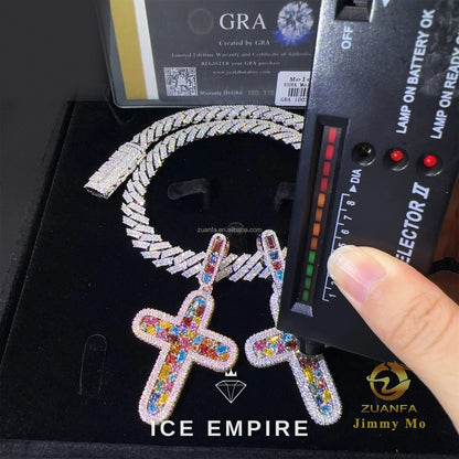 Iced Out Cross 925 Silver Pendant