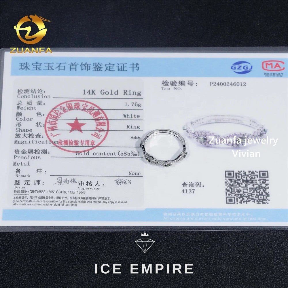 Iced Out 14K Gold Moissanite Wedding Band